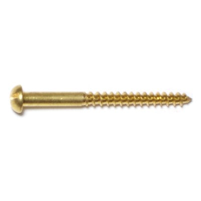 #8 x 2" Brass Slotted Round Head Wood Screws