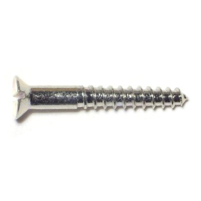 #6 x 1" Zinc Plated Steel Slotted Flat Head Wood Screws