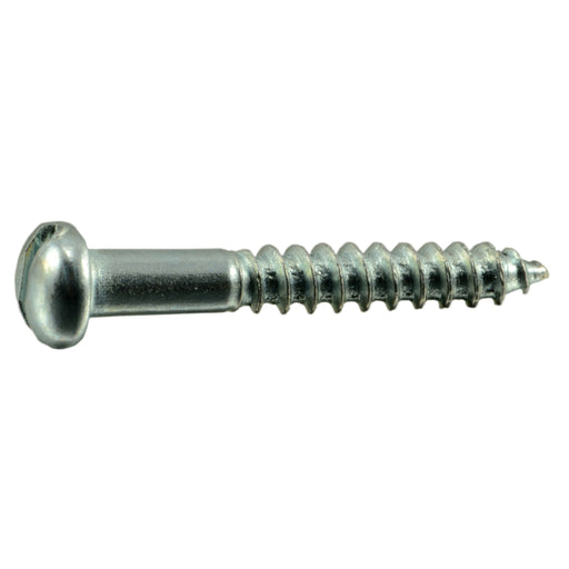 #6 x 1" Zinc Plated Steel Slotted Round Head Wood Screws