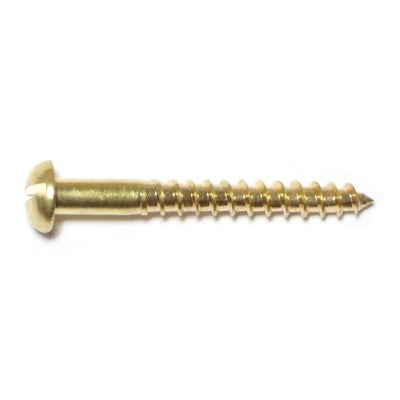 #6 x 1-1/4" Brass Slotted Round Head Wood Screws