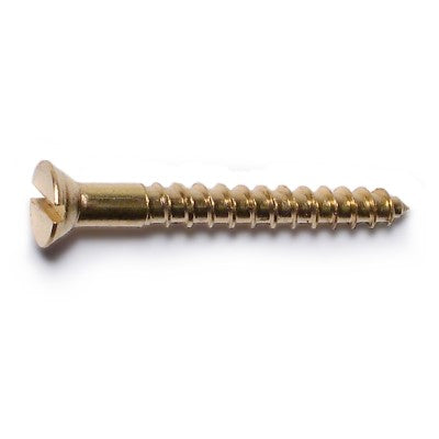 #4 x 1" Brass Slotted Flat Head Wood Screws