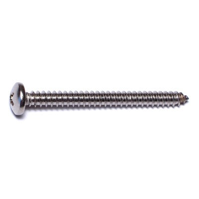 #10 x 2" 18-8 Stainless Steel Slotted Pan Head Sheet Metal Screws