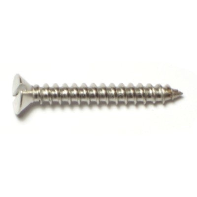 #10 x 1-1/2" 18-8 Stainless Steel Slotted Flat Head Sheet Metal Screws