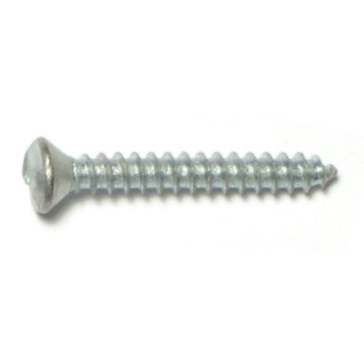 #8 x 1-1/4" Zinc Plated Steel One-Way Slotted Oval Head Sheet Metal Screws