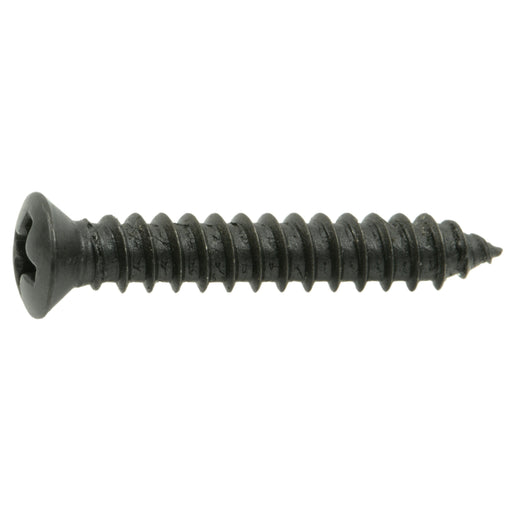 #8 x 1" Black Steel Phillips Oval Head Sheet Metal Screws