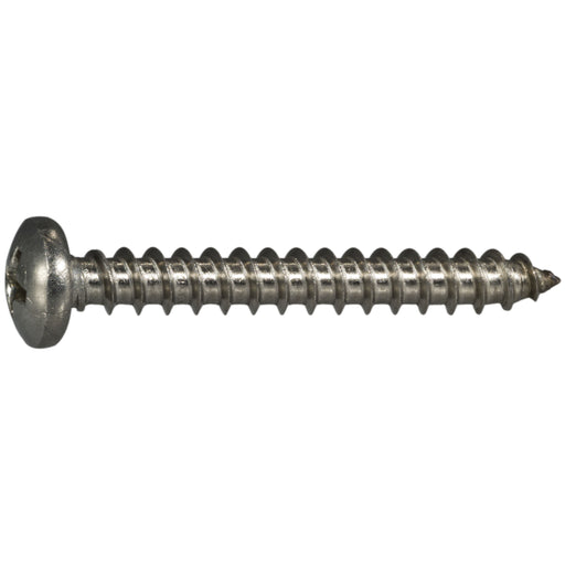 #10 x 1-1/2" 18-8 Stainless Steel Phillips Pan Head Sheet Metal Screws