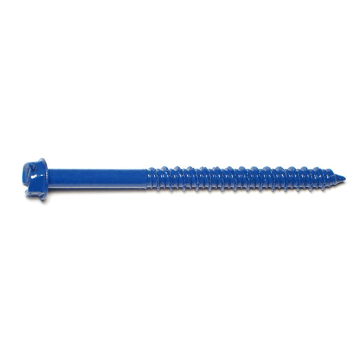 1/4" x 3-1/4" Blue Ruspert Coated Steel Slotted Hex Washer Head Masonry Screws