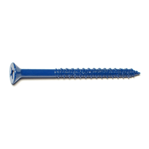 1/4" x 3-1/4" Blue Ruspert Coated Steel Phillips Flat Head Masonry Screws