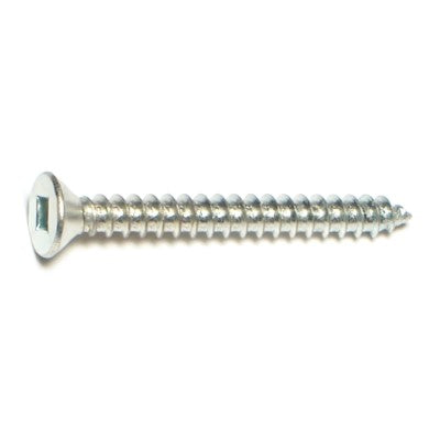 #8 x 1-1/2" Zinc Plated Steel Square Drive Flat Head Sheet Metal Screws