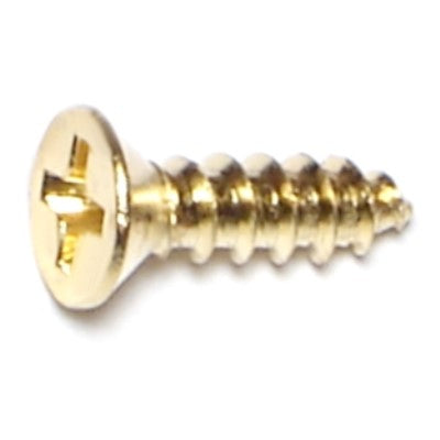 #6 x 1/2" Brass Plated Steel Phillips Flat Head Sheet Metal Screws