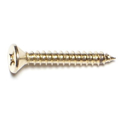 #6 x 1" Brass Plated Steel Phillips Flat Head Decorative Sheet Metal Screws