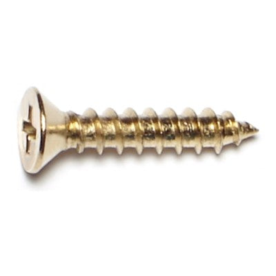 #10 x 1" Brass Plated Steel Phillips Flat Head Sheet Metal Screws