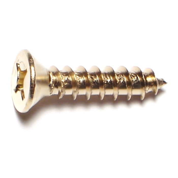 #12 x 1" Brass Plated Steel Phillips Flat Head Sheet Metal Screws