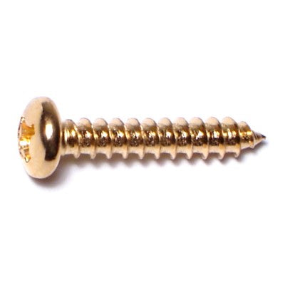 #6 x 3/4" Brass Plated Steel Phillips Pan Head Sheet Metal Screws