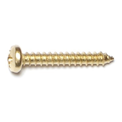 #6 x 1" Brass Plated Steel Phillips Pan Head Sheet Metal Screws