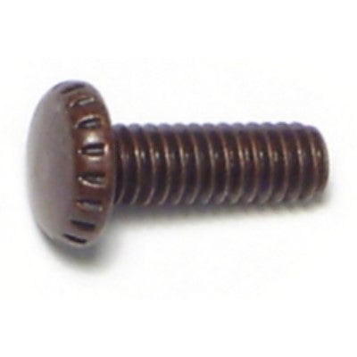 #8-32 x 1/2" Antique Brass Plated Steel Coarse Thread Knurled Holder Screws