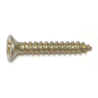 #6 x 1" Brass Plated Steel Phillips Flat Head Decorative Sheet Metal Screws