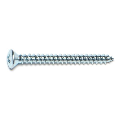 #10 x 2" Zinc Plated Steel Phillips Oval Head Sheet Metal Screws