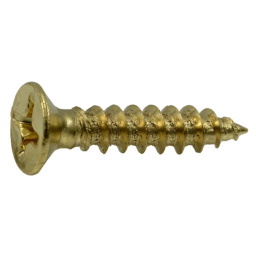 #7 x 3/4" Brass Plated Steel Phillips Flat Head Hinge Screws