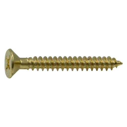 #7 x 1-1/4" Brass Plated Steel Phillips Flat Head Hinge Screws