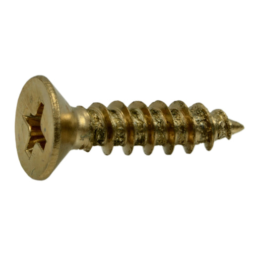 #9 x 3/4" Brass Plated Steel Phillips Flat Head Hinge Screws