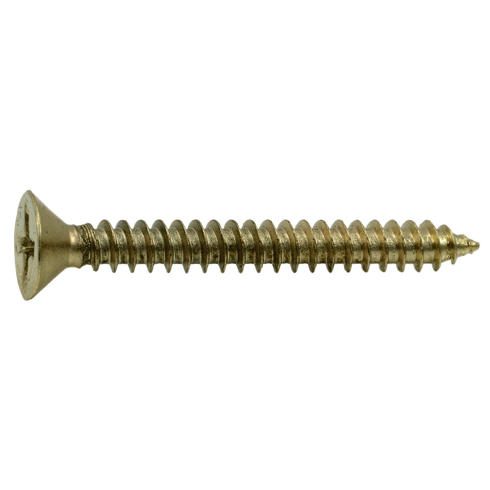 #9 x 1-1/2" Brass Plated Steel Phillips Flat Head Hinge Screws