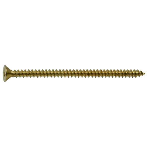 #9 x 3" Brass Plated Steel Phillips Flat Head Hinge Screws