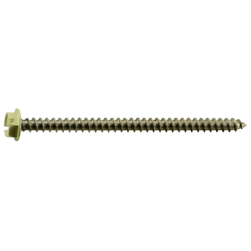 #10 x 3" Beige Painted 18-8 Stainless Steel Hex Washer Head Sheet Metal Screws