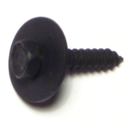 4mm x 20mm Black Oxide Steel Indented Hex Washer Head Sheet Metal Screws