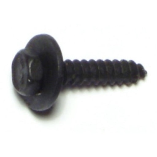 4.2mm x 20mm Black Oxide Steel Indented Hex Washer Head Sheet Metal Screws