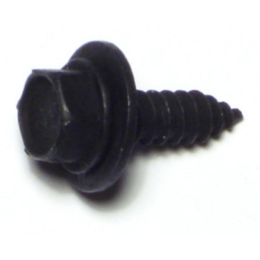 6.3mm x 20mm Black Oxide Steel Indented Hex Washer Head Sheet Metal Screws