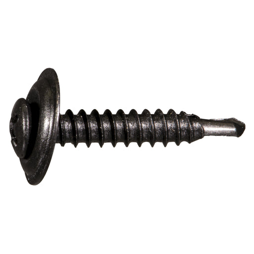 #8-18 x 1" Black Steel Automotive Trim Phillips Pan Washer Head Self-Drilling Screws