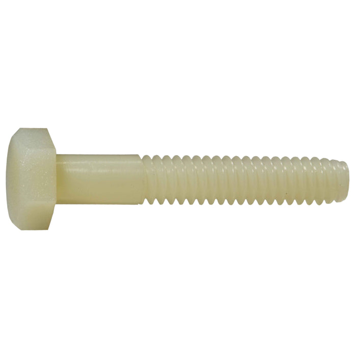 1/4"-20 x 1-1/2" Nylon Plastic Coarse Thread Hex Cap Screws