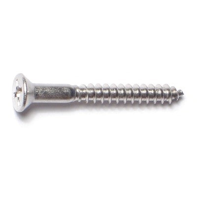 #6 x 1-1/4" 18-8 Stainless Steel Phillips Flat Head Wood Screws