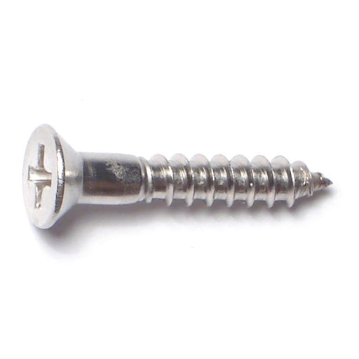 #8 x 1" 18-8 Stainless Steel Phillips Flat Head Wood Screws