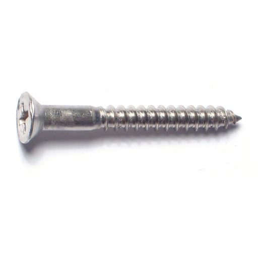 #8 x 1-1/2" 18-8 Stainless Steel Phillips Flat Head Wood Screws