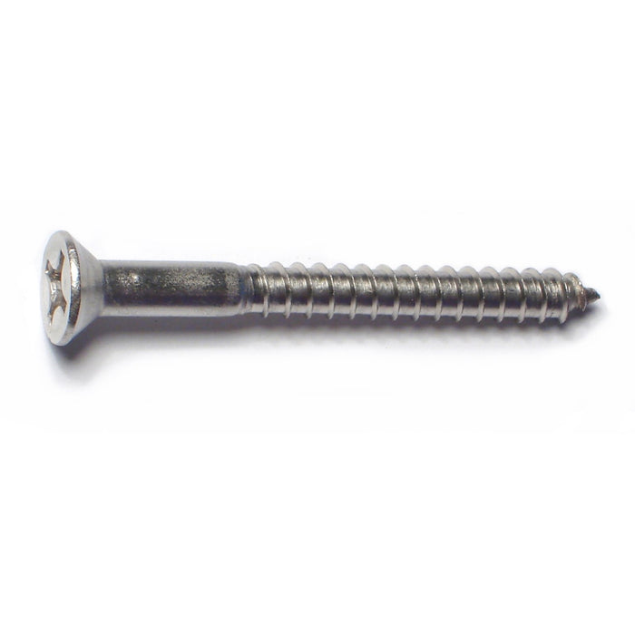 #10 x 2" 18-8 Stainless Steel Phillips Flat Head Wood Screws