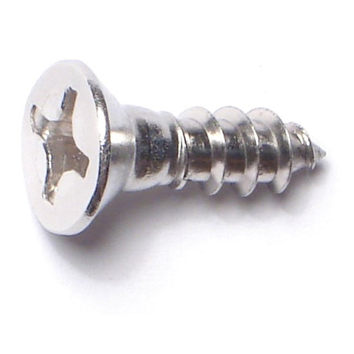 #12 x 3/4" 18-8 Stainless Steel Phillips Flat Head Wood Screws