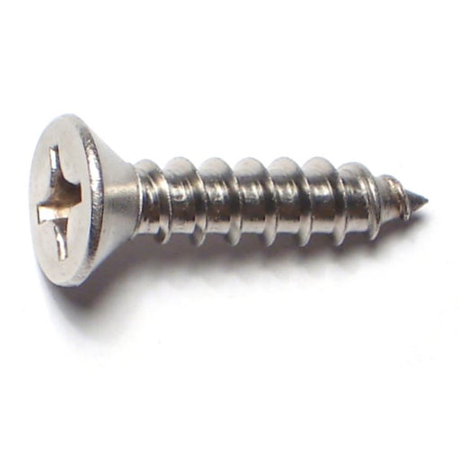 #12 x 1" 18-8 Stainless Steel Phillips Flat Head Wood Screws