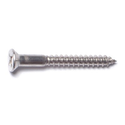 #12 x 2" 18-8 Stainless Steel Phillips Flat Head Wood Screws