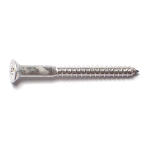 #12 x 2-1/2" 18-8 Stainless Steel Phillips Flat Head Wood Screws