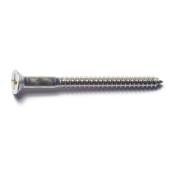 #12 x 3" 18-8 Stainless Steel Phillips Flat Head Wood Screws