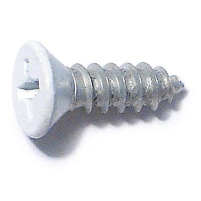 #7 x 1/2" White Steel Phillips Flat Head Hinge Screws