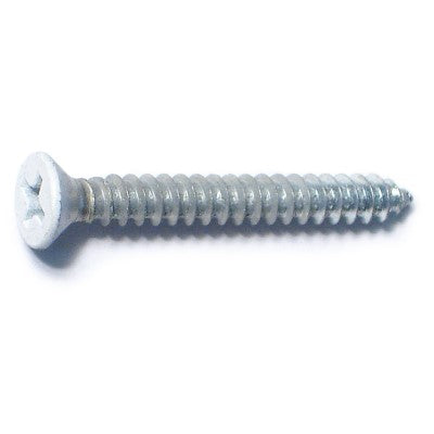 #7 x 1-1/4" White Steel Phillips Flat Head Hinge Screws