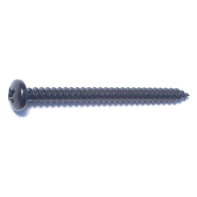 #8 x 2" Black Steel Phillips Pan Head Sheet Metal Screws