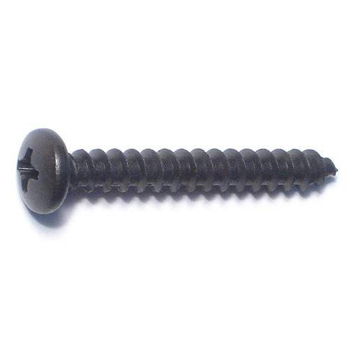 #10 x 1-1/2" Black Steel Phillips Pan Head Sheet Metal Screws