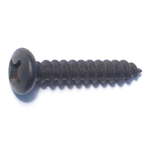 #12 x 1-1/4" Black Steel Phillips Pan Head Sheet Metal Screws