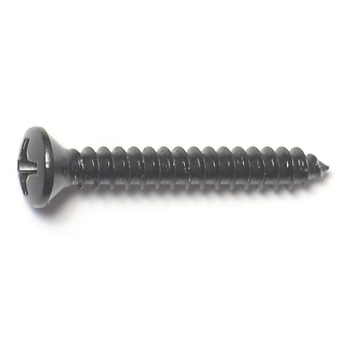 #6 x 1" Black Steel Phillips Oval Head Sheet Metal Screws