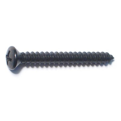 #8 x 1-1/2" Black Steel Phillips Oval Head Sheet Metal Screws