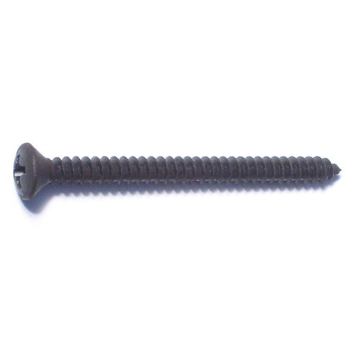 #8 x 2" Black Steel Phillips Oval Head Sheet Metal Screws